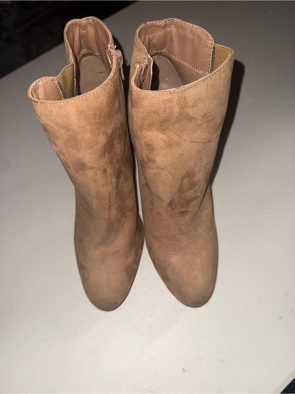 New York & Company Tan Suede Ankle Booties